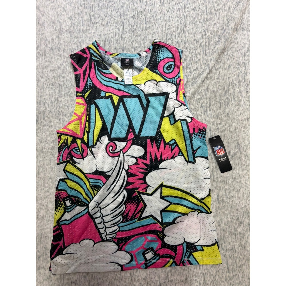 NFL Washington Commanders Youth XL Tank Top Mesh Graffiti Pop Art Pink Yellow